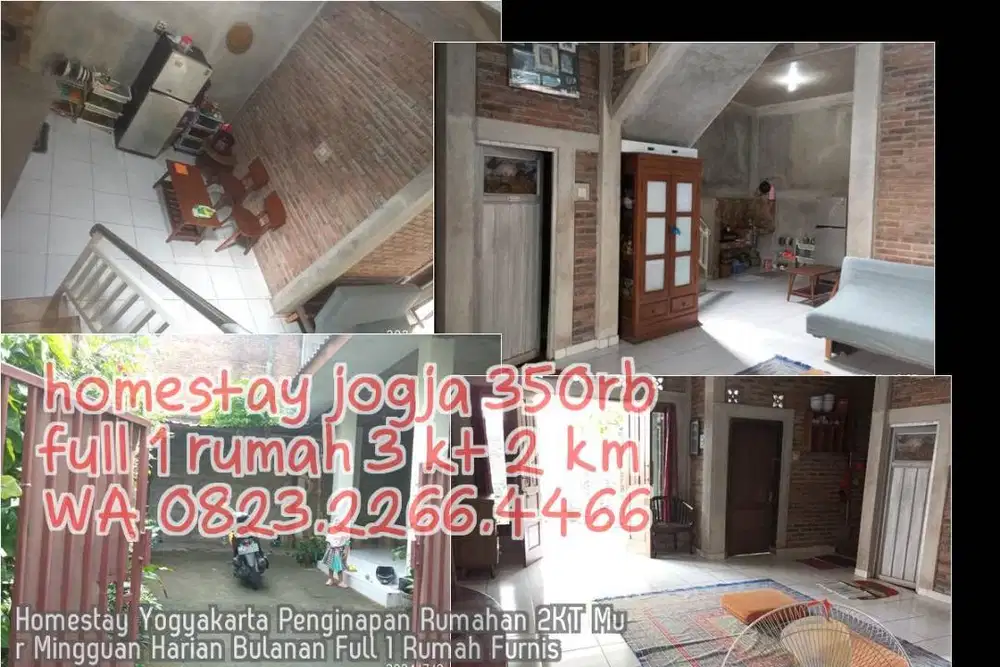 Homestay Yogyakarta Penginapan Rumahan 2KT Mur Mingguan Harian Bulanan