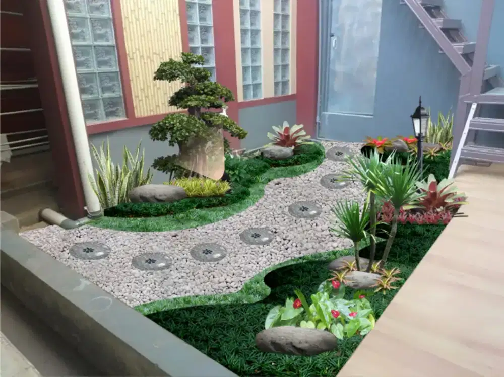 Pemasangan taman dan kolam ikan