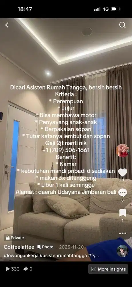 Cari asisten rumah tangga. Minat langsung WA