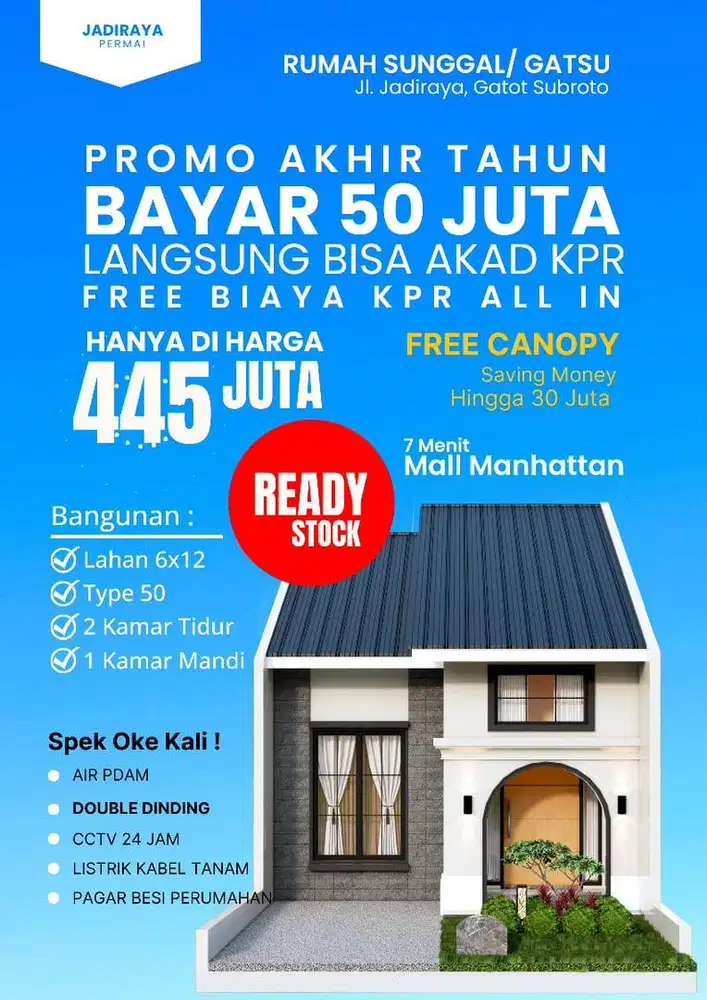 RUMAH DI GATOT SUBROTO MEDAN READY
