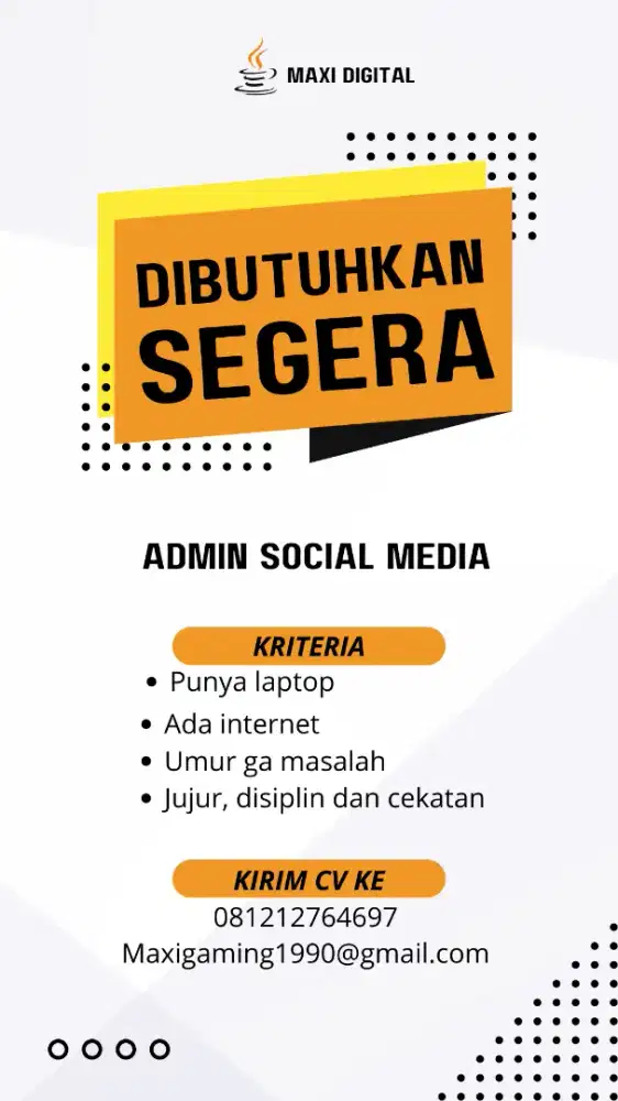 Dibutuhkan admin social media