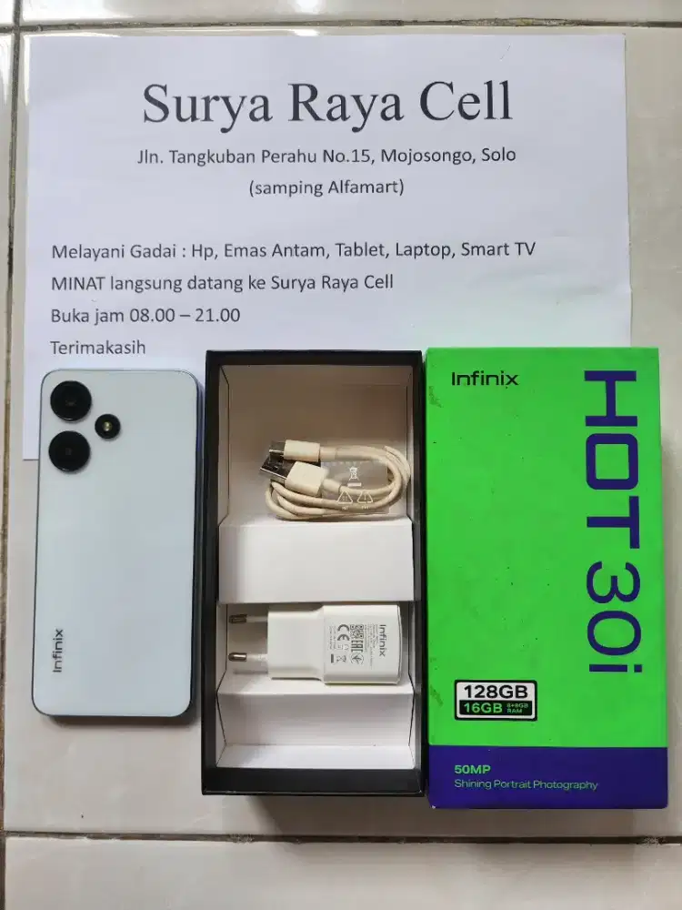 INFINIX Hot 30i ram 16/128Gb Lengkap Mulus FullSet ORI berGaransi 1Thn
