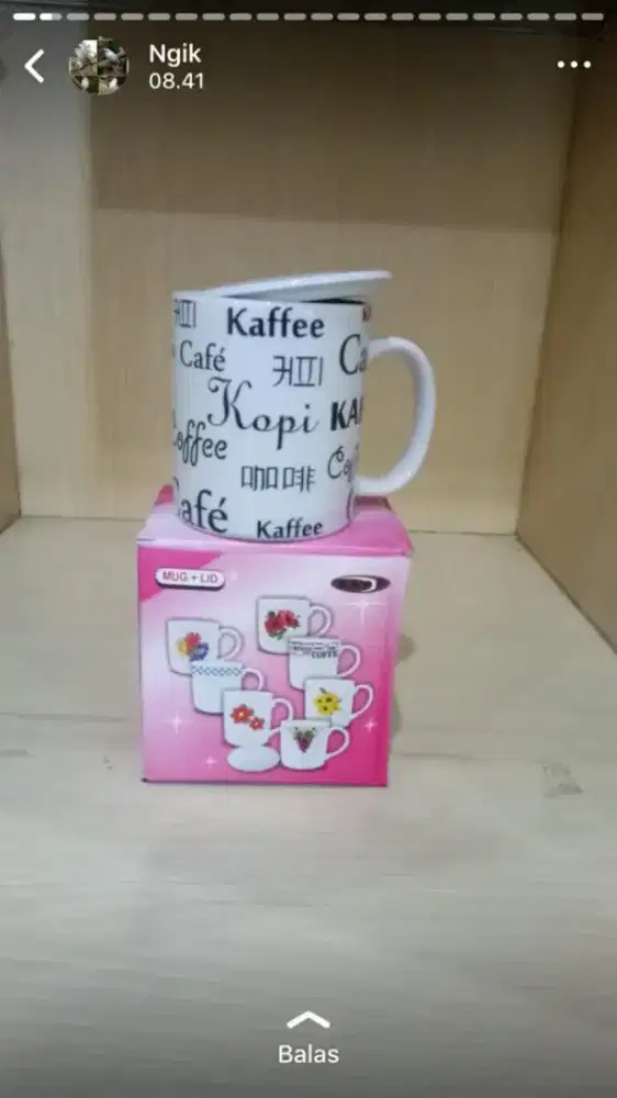 Mug + LID keramik motif kopi