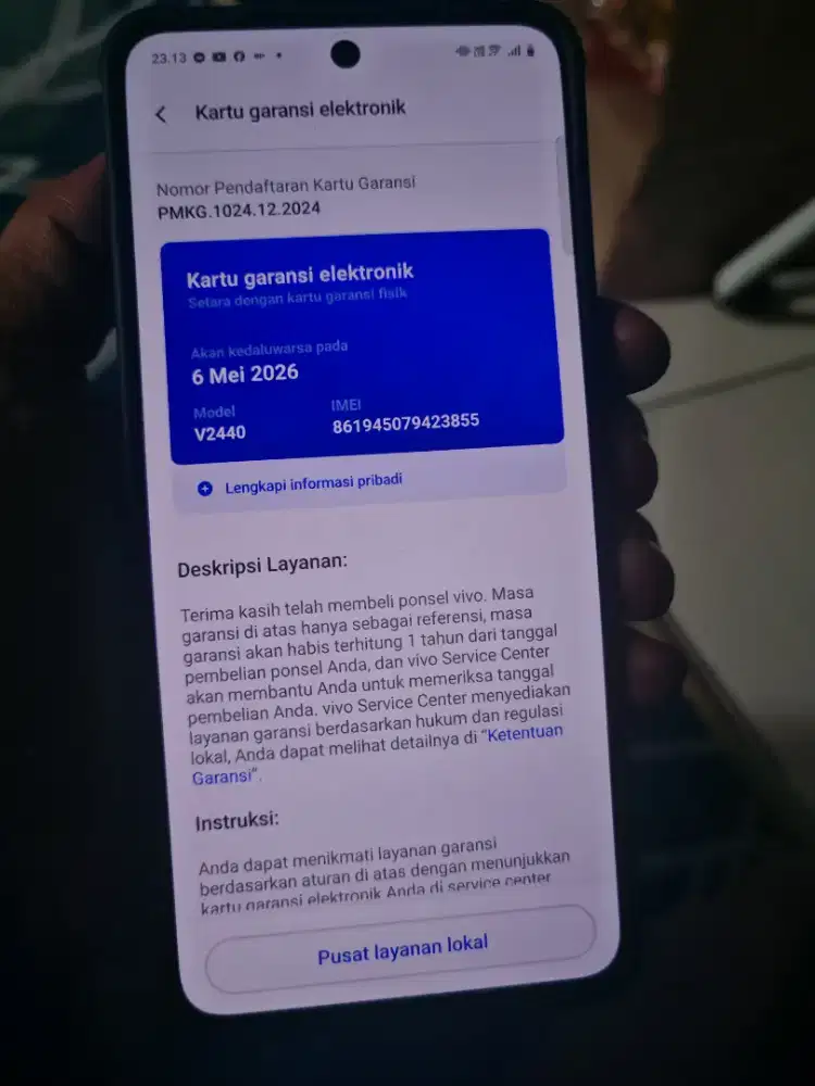 Vivo Lite 5G ram 12Gb internal 512Gb Masih Garansi bisa TT
