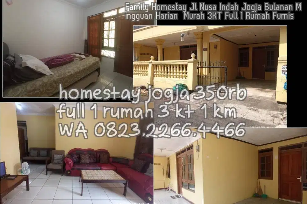Family Homestay Jl Nusa Indah Jogja Bulanan Mingguan Harian  Murah 3KT