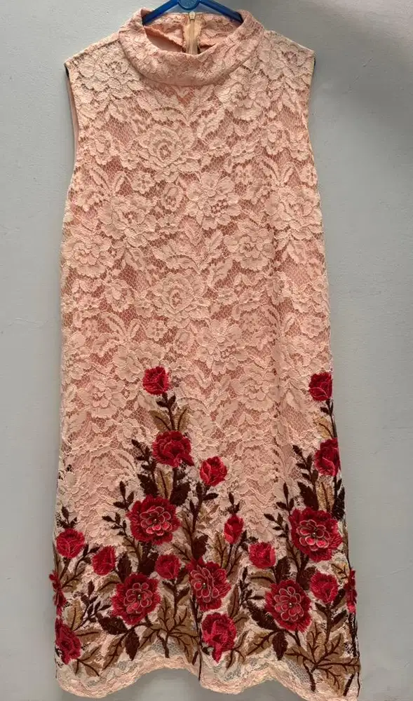Dress Pink Brokat Bunga
