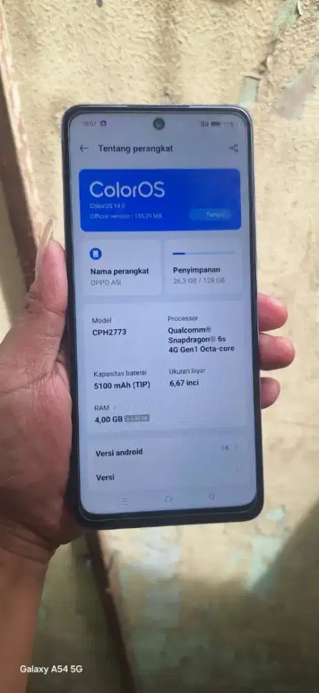 Oppo A5i Ram 4+4gb/128gb LIKENEW deh HP casan hrgNett