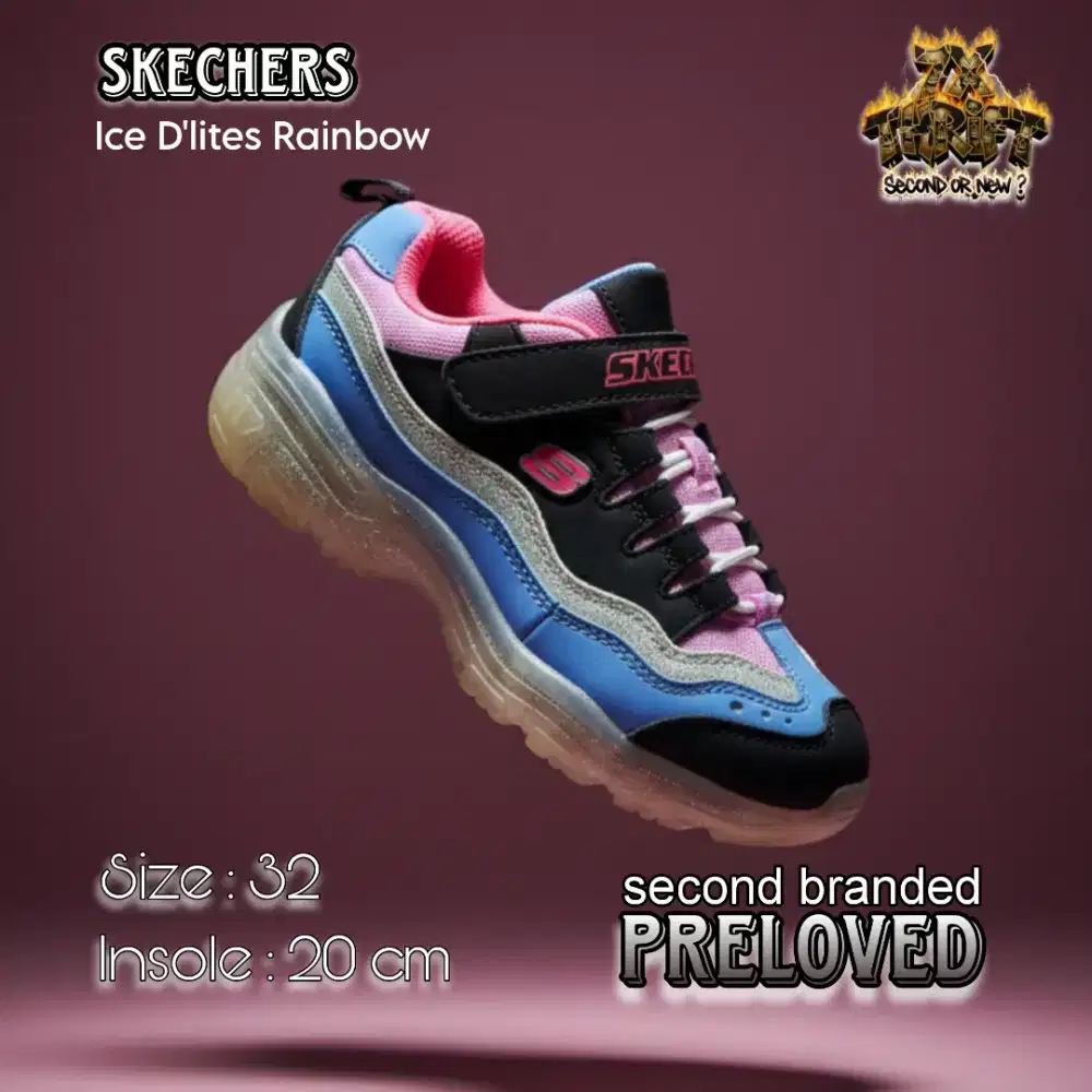 SEPATU SNEAKERS ANAK COWO/CEWE SKECHERS ICE DLITES RAINBOW LAMPU