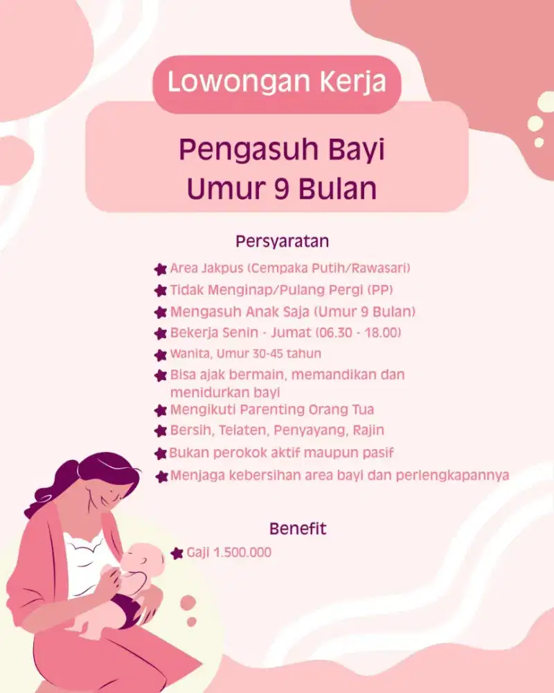 Dibutuhkan Pengasuh Bayi Usia 9 Bulan