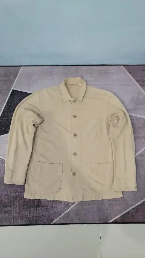 Outer Jaket Kemeja Uniqlo Cowok Coklat Muda Size L