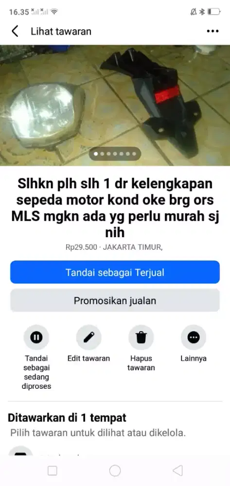 Slhkn plh slh 1 dr kelengkapan sepeda/motor brg ors MLS hrg murah sj