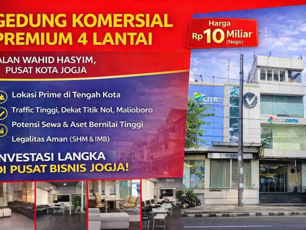 Gedung Komersial Premium 4 Lantai – Jalan Wahid Hasyim, Pusat Kota Jogja