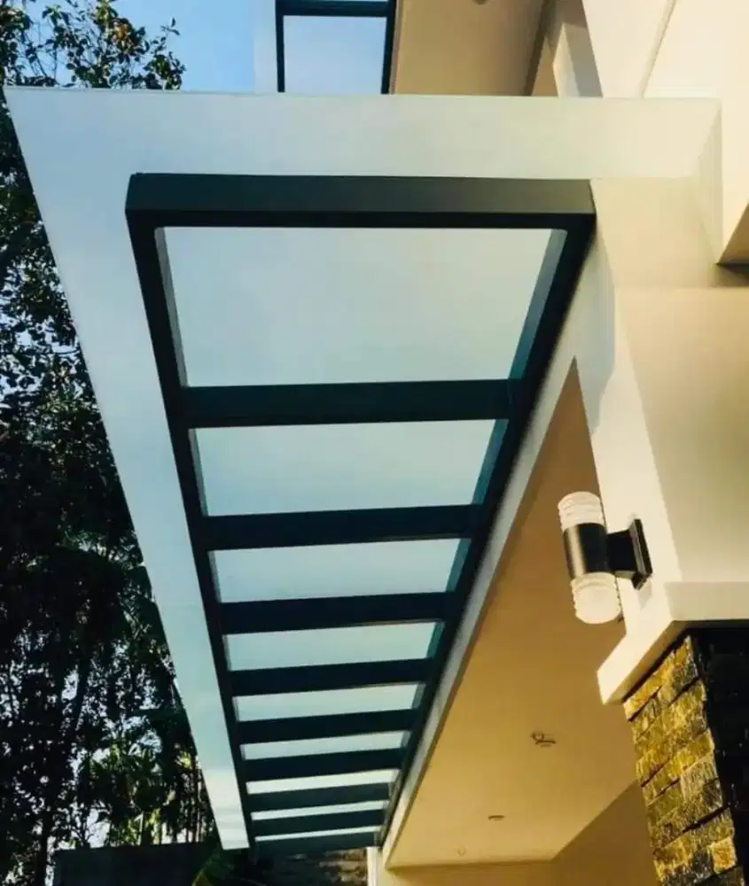 Kanopi solarflat rangka besi hollo galvanis