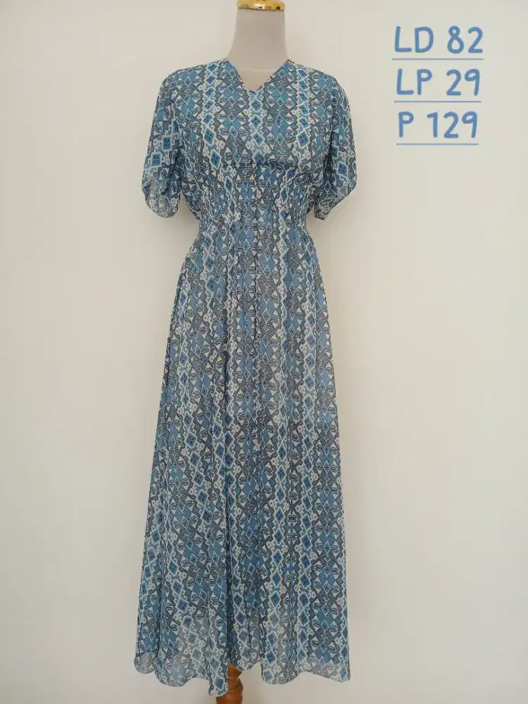 Baju terusan dress batik sifon Valleygirl size XL, preloved