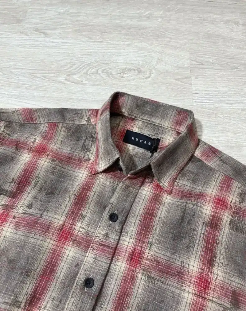 BNIB RUCAS Marble Flannel Shirt Red uk. XXL