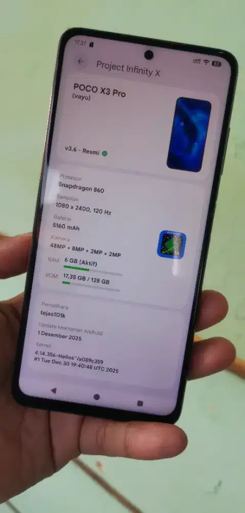 Poco x3 pro 6/128Gb Custom Rom Infinty X Android 16
