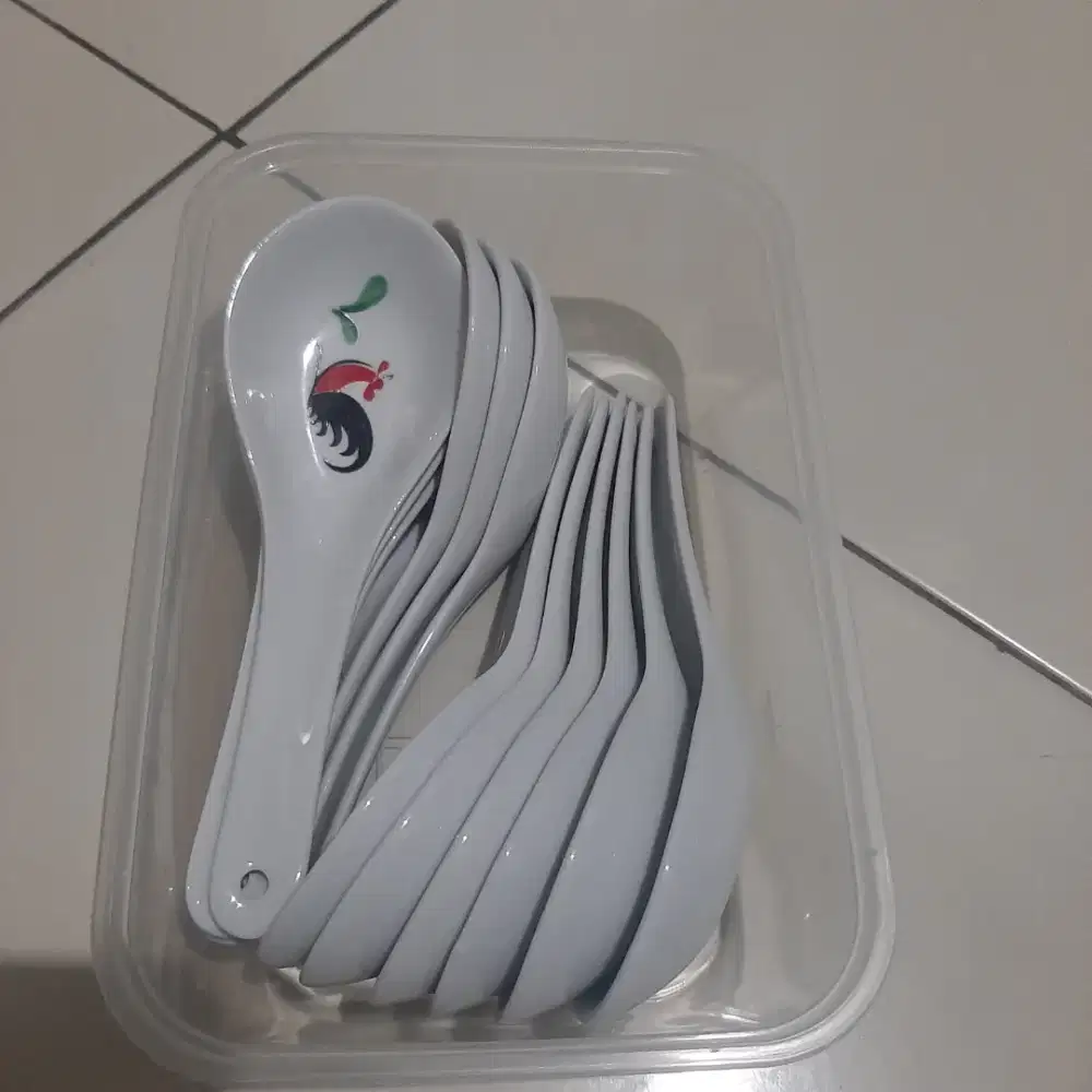 1 lusin Sendok keramik porcelain ayam jago edisi pindah rumah