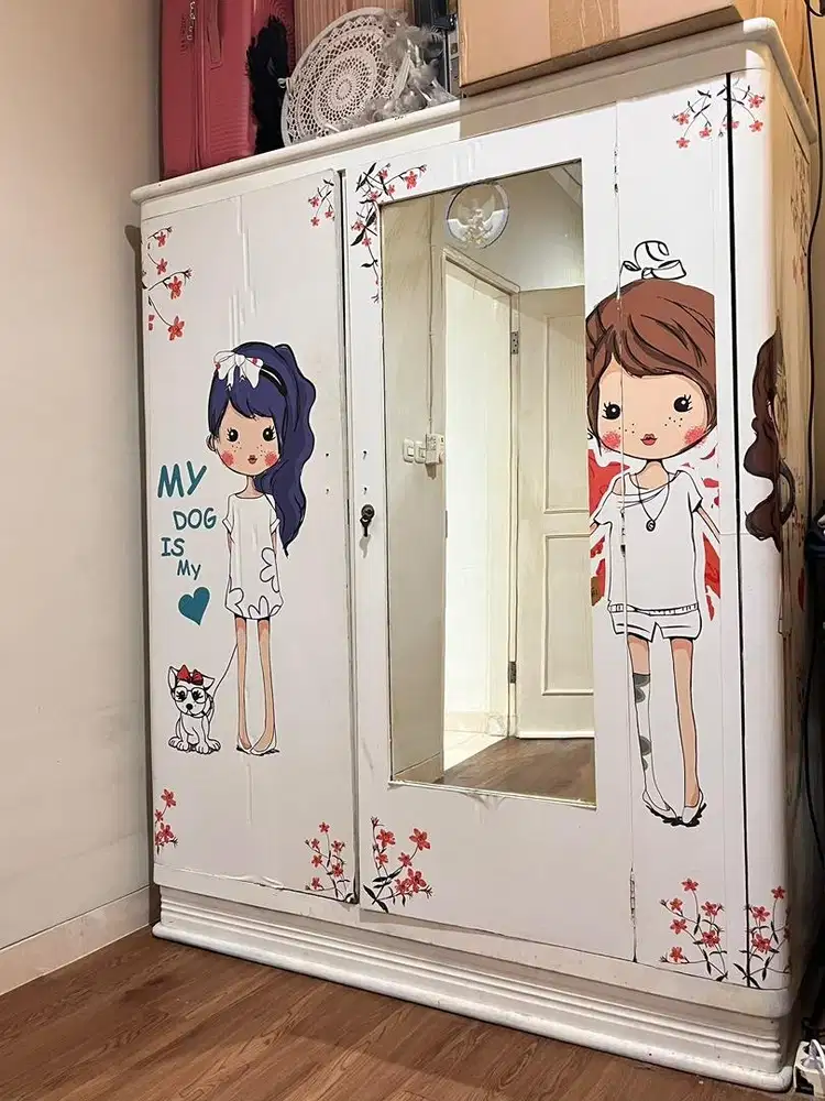 JUAL CEPAT LEMARI KAYU JATI REPAINT UK. BESAR - NEGO