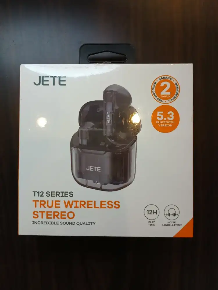 JETE TWS T12 Earbuds Headset Bluetooth 5.3 Transparan Case