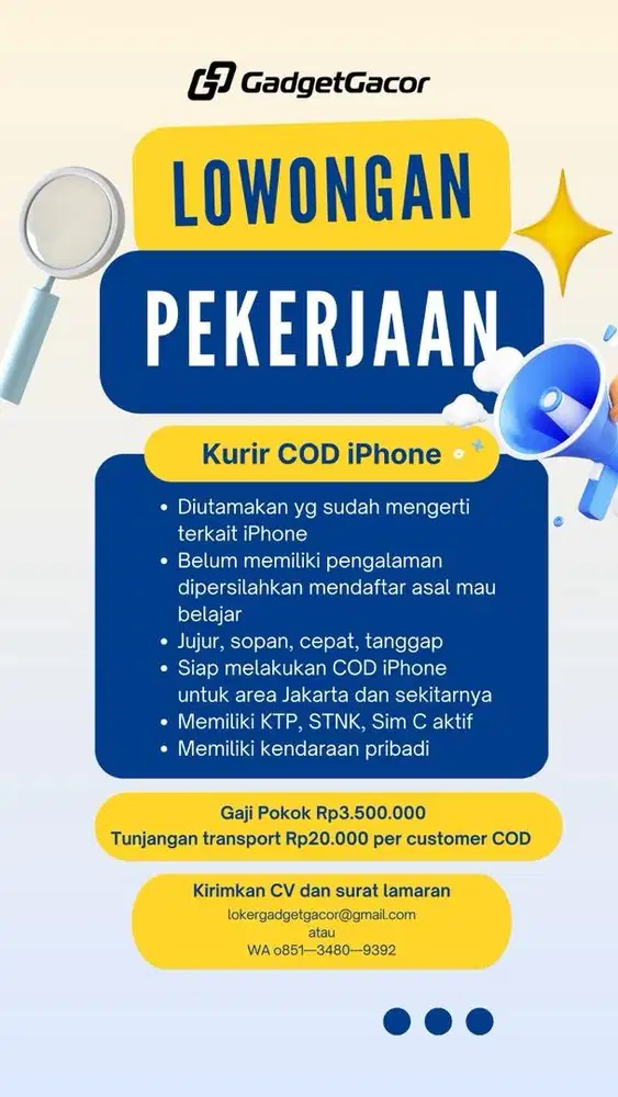 Lowongan Kerja Kurir COD iPhone