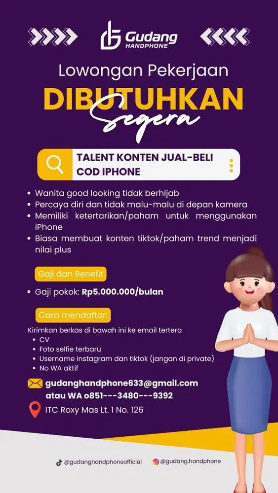 Lowongan kerja talent konten