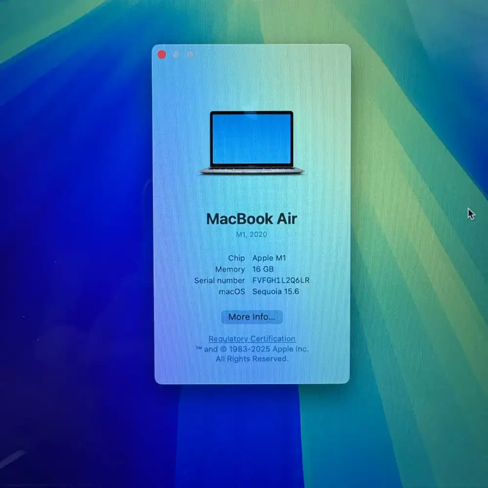 Macbook Air M1 Ram16 Ssd 1 Tb Layar 13 inch Full set Space Grey .