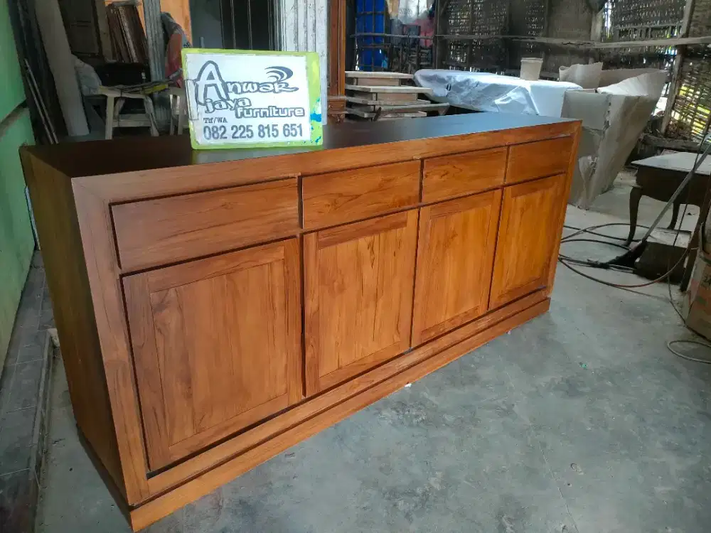 Bufet tv minimalis ready siap kirim full kayu jati