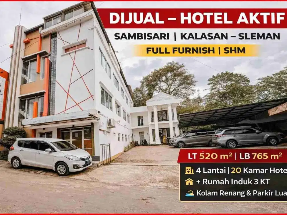 ASSET HOTEL AKTIF JOGJA – 20 KAMAR | FULL FURNISH | SHM