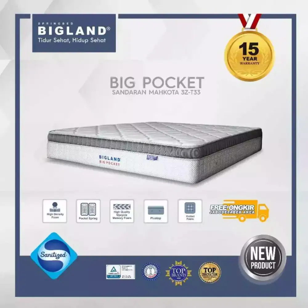 kasur springbed merk Bigland tipe pocket UK.180x200