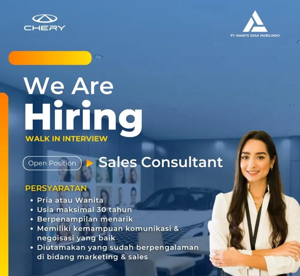 Dibutuhkan segera sales chery