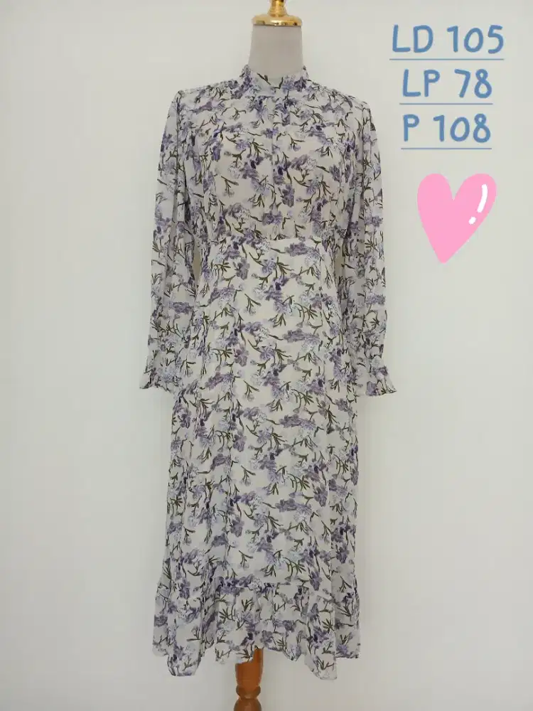 Baju terusan dress sabrina sifon size L-XL, preloved