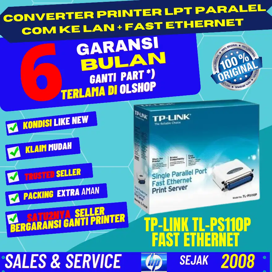Konverter PRINTER LPT PARALEL COM KE LAN TP-LINK TL-PS110P fast speed