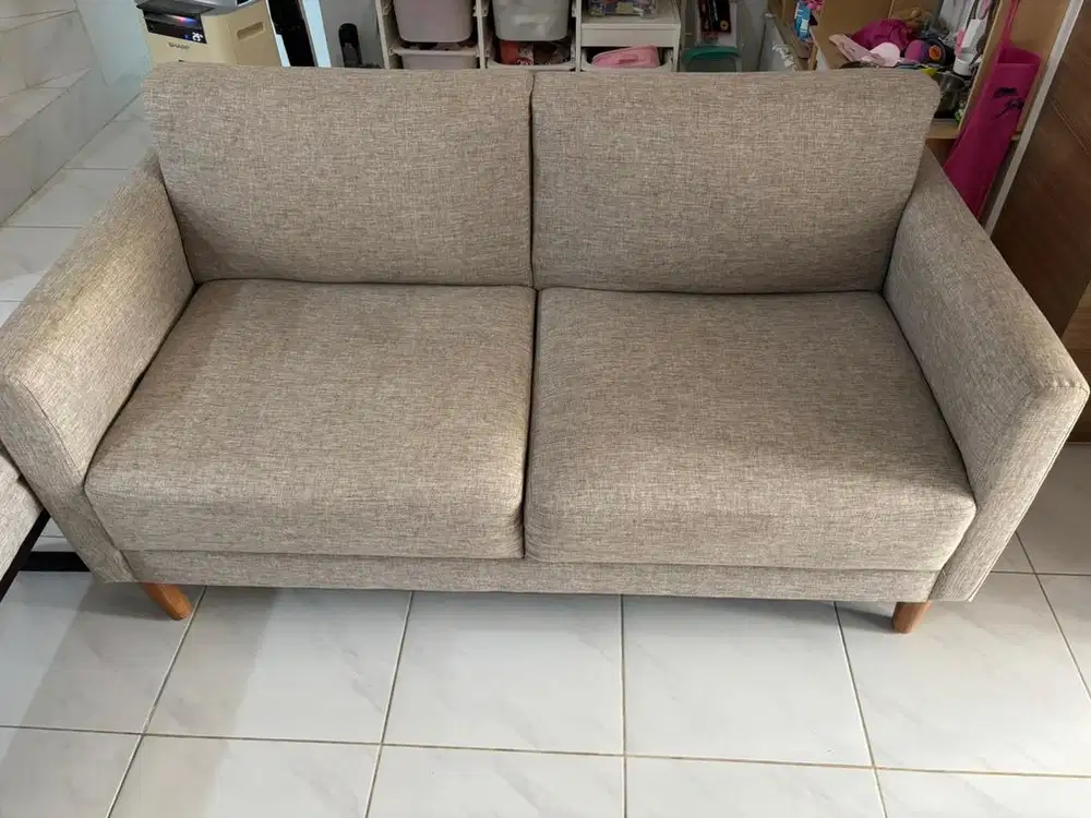 Sofa 2 seater plus 1 sofa kaki