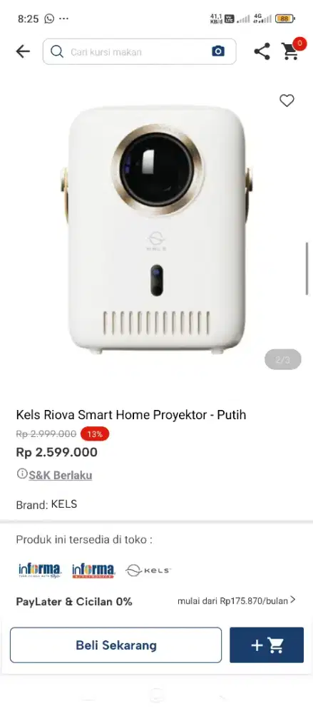 Kels smart home proyektor cicilan tanpa DP pakai  indodana paylater