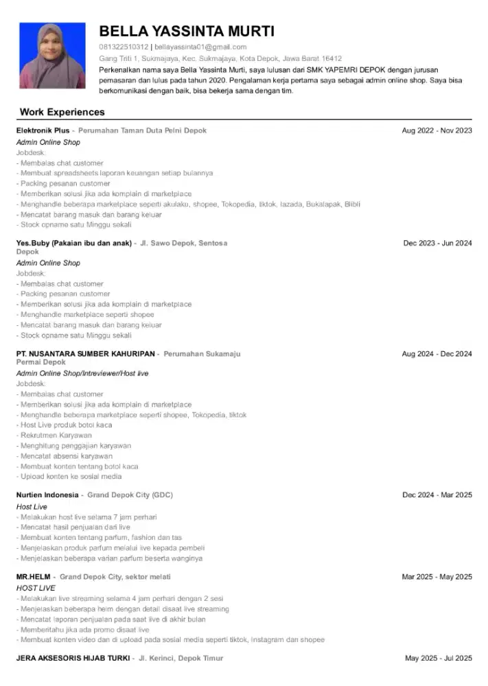 Cari pekerjaan admin online shop / packing