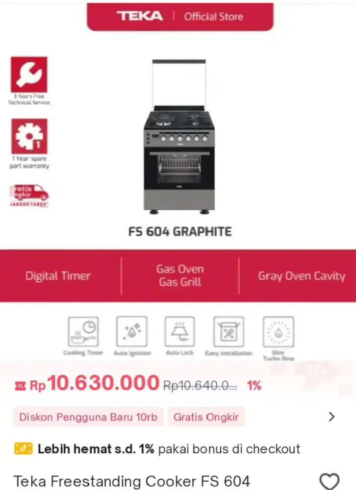 Teka freestanding cooker, fs-604 graphite.
