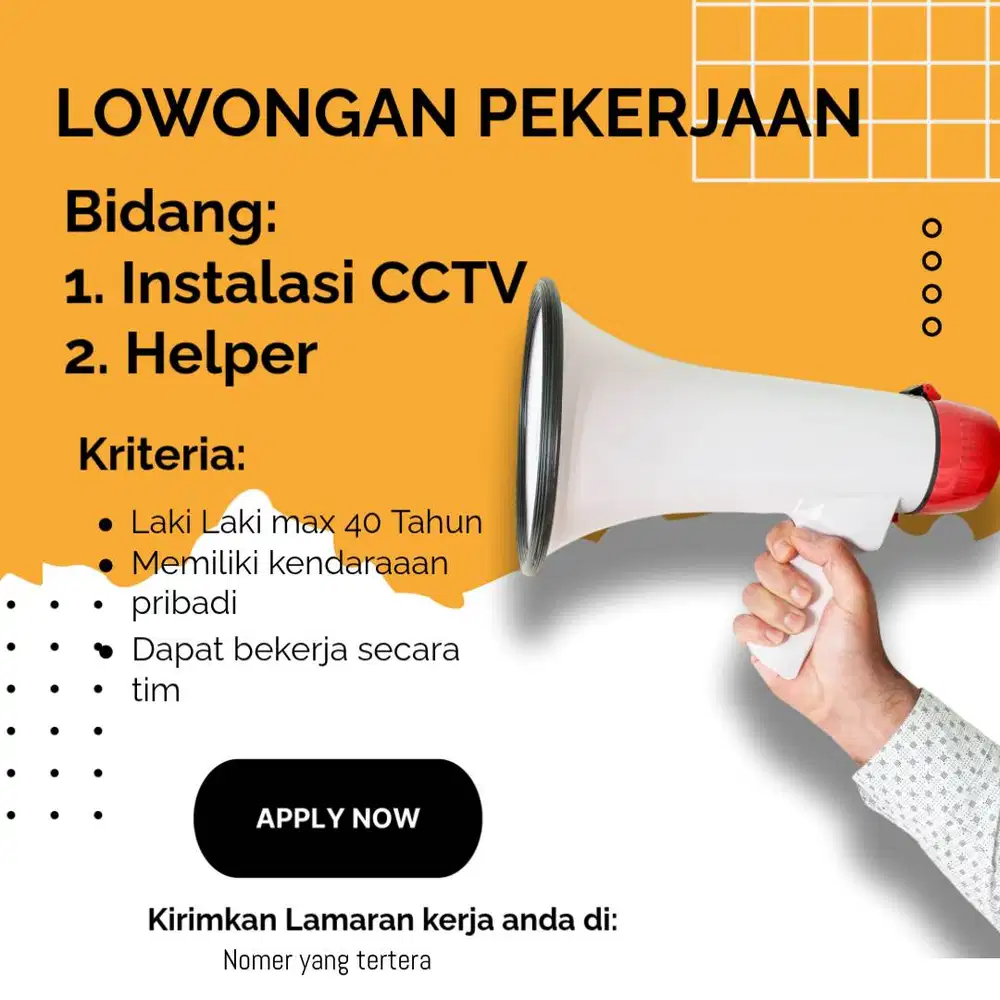Lowongan Pekerjaan Pemasangan CCTV
