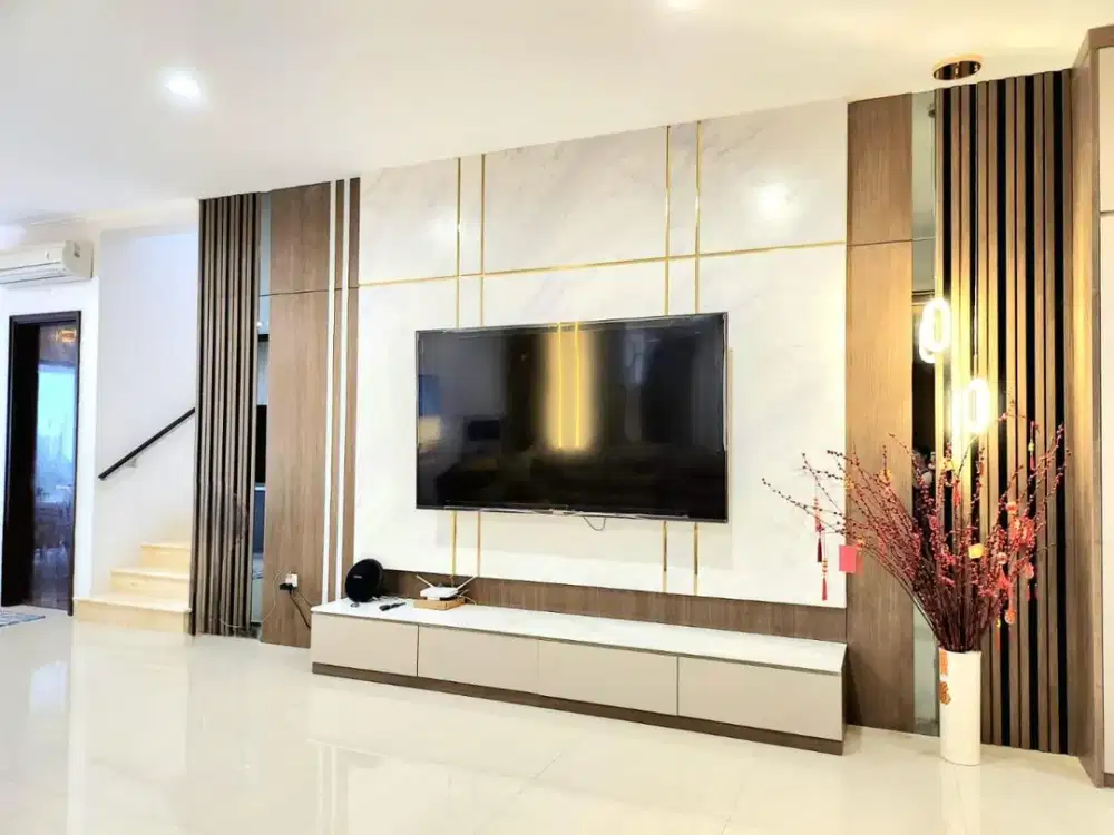 Sewa rumah golf island pantai indah kapuk 10x25 furnish mewah interior