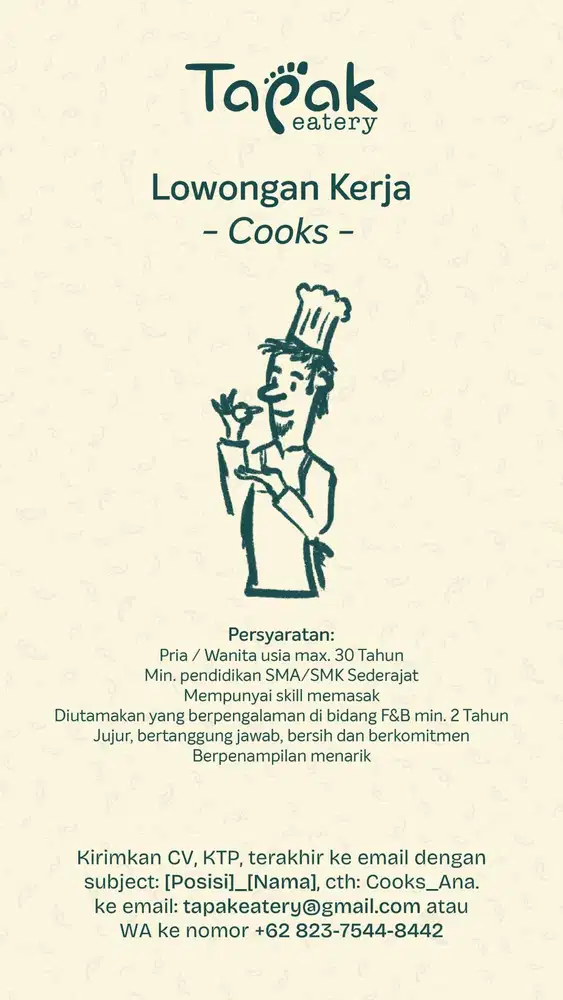 Lowongan Kerja Cook - Kitchen Staff