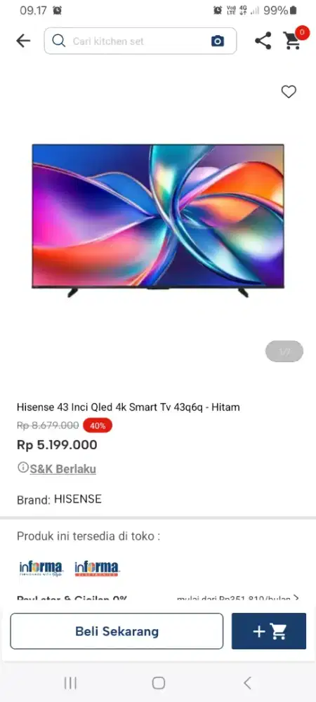 PROMO KREDIT HISENSE 43 INC QLED 4K SMART TV