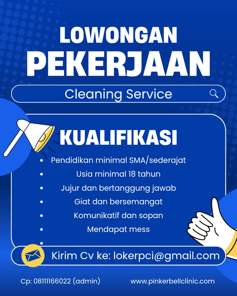 Lowongan kerja Asisten rumah tangga / Cleaning service