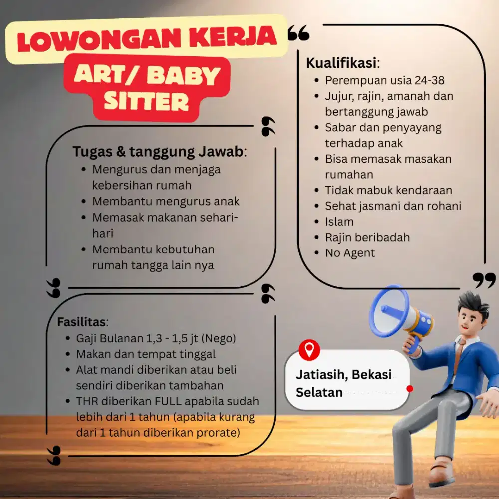 Lowongan ART/baby sitter
