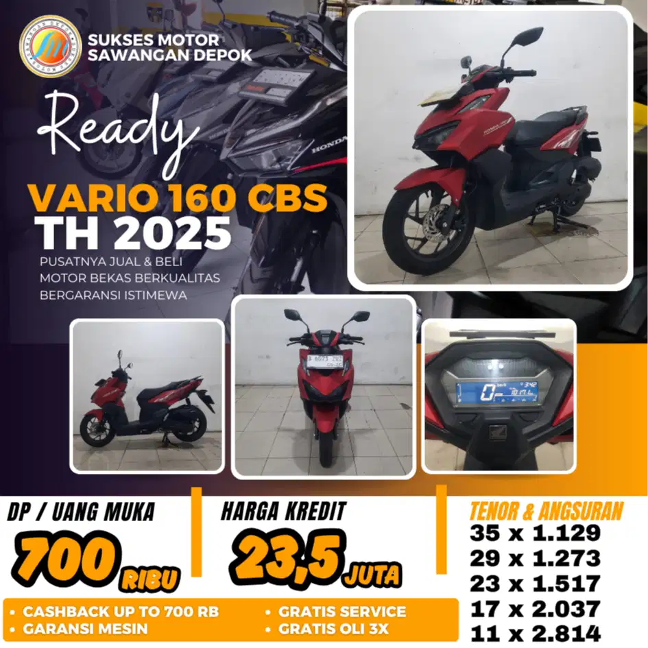 DP 700 ISTIMEWA HONDA NEW VARIO 160 CBS TH 2025 MULUS BISA CASH KREDIT