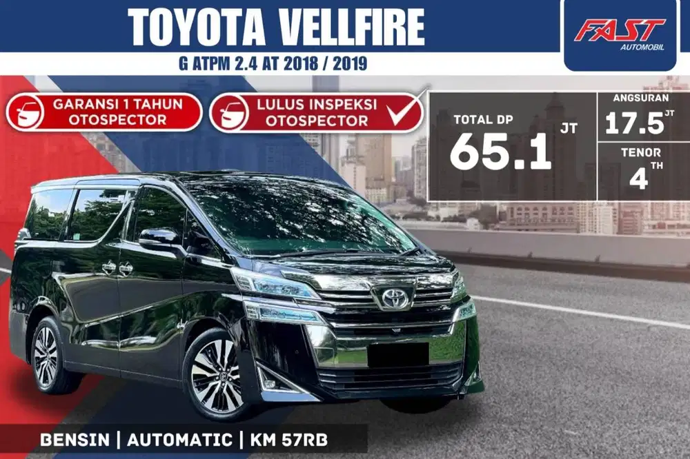 TOYOTA VELLFIRE G 2019 / 2018 ATPM SUNROOF & PILOT SEAT LOW KM.57RB