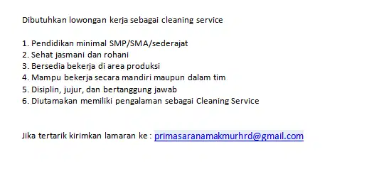 Lowongan Cleaning Service