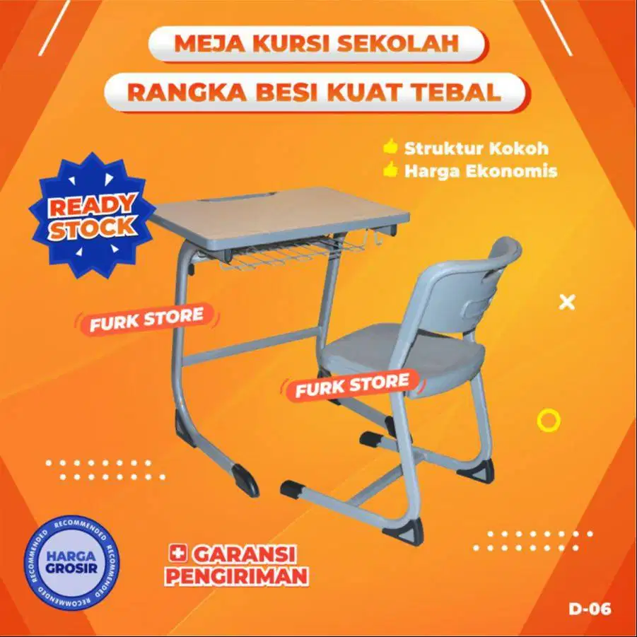 D6 Meja kursi bangku besi SD dan SMP, SMA