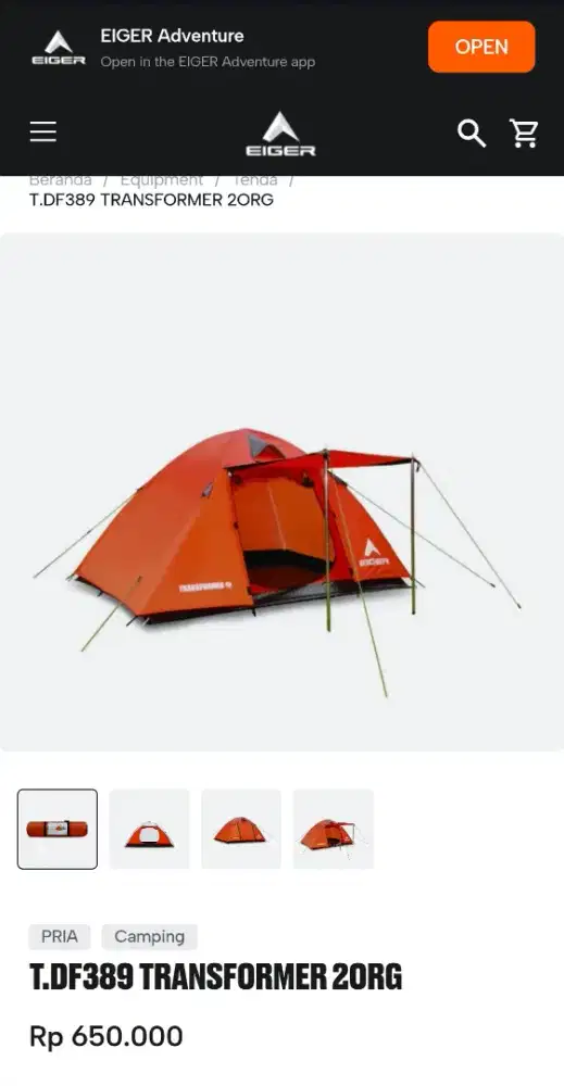 TENDA EIGER TRANSFORMER 2P