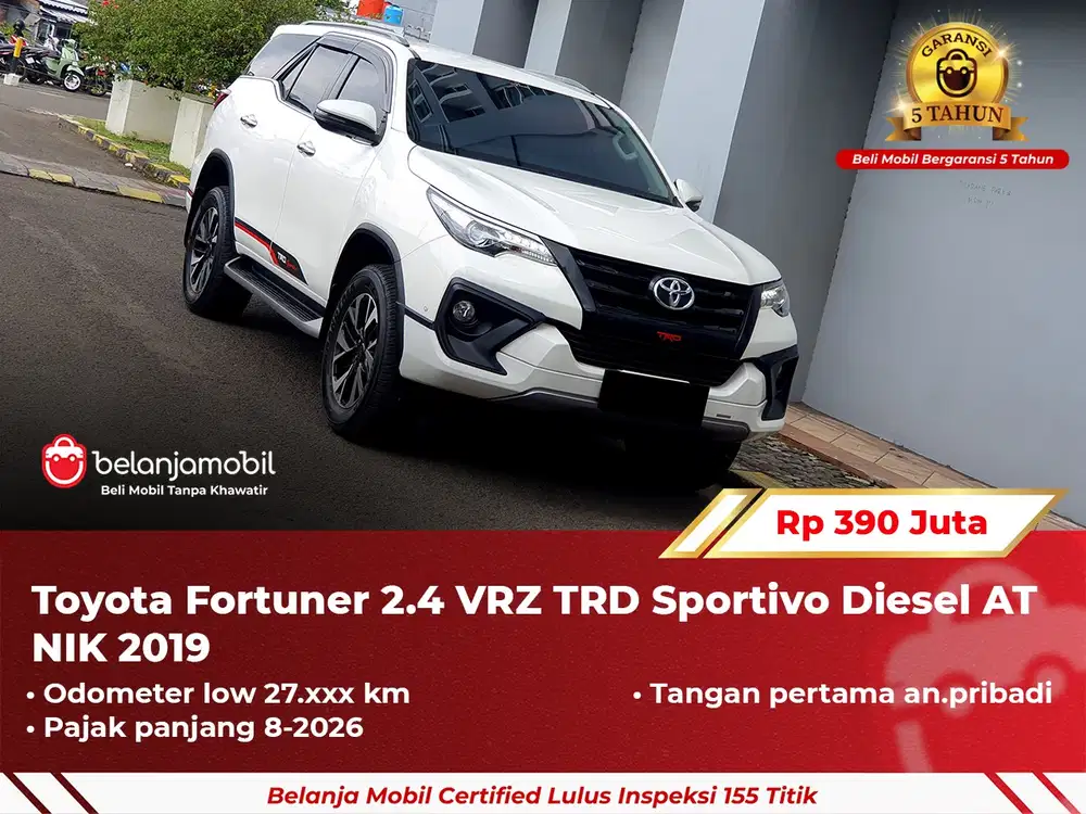 [ GARANSI 5TH ] Toyota Fortuner 2.4 VRZ TRD Sportivo Diesel 2019/2020
