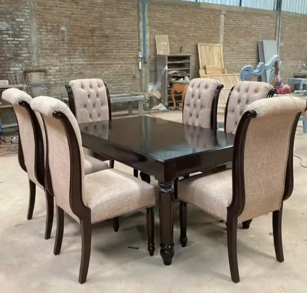 Meja makan Jati kursi 6