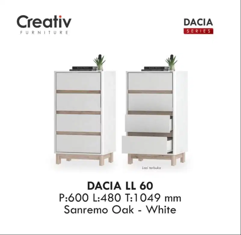 PROMO BUFFET/DRAWER 4 LACI PUTIH MINIMALIS MERK ACTIV SALE